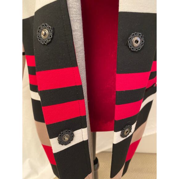 Patrizia Luca Milano Designer Coat, Striped Duster, Tunic Dress Red, Black, - Picture 4 of 9